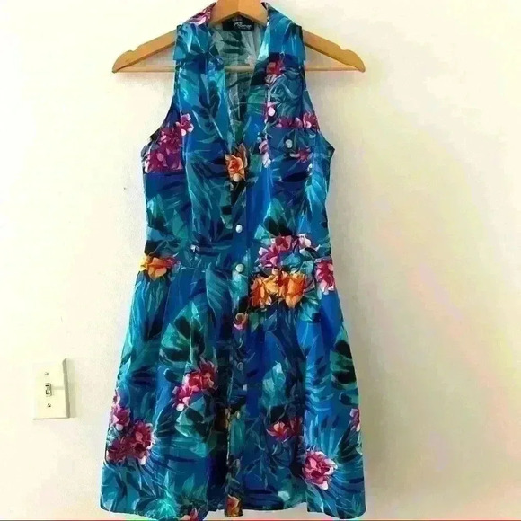 𝅺Jane Norman London Floral Tropical Print Beach Shirt Dress - Picture 1 of 10